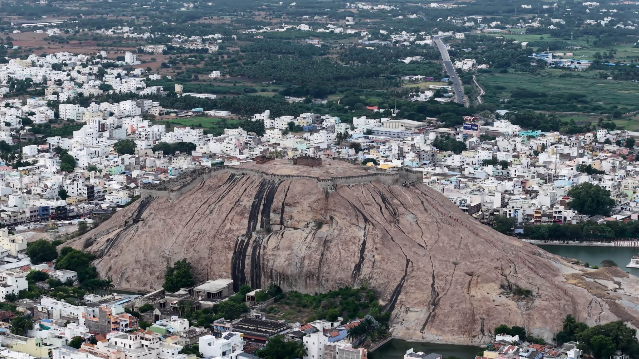 Premium Aerial view of Namakkal Malaikottai Fort